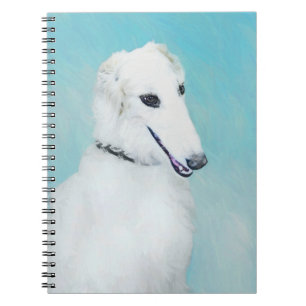 Carnet Peinture de Borzoi (blanc) - Beau art original de 