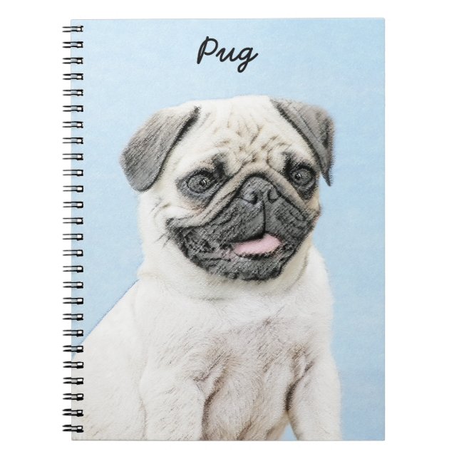 Carnet Peinture de carlin - Joli art original de chien (Devant)