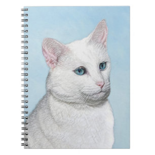 Carnet Peinture de chat blanc - Cute Original Cat Art