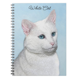 Carnet Peinture de chat blanc - Cute Original Cat Art