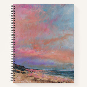 Carnet Peinture de coucher de soleil rose sur la plage