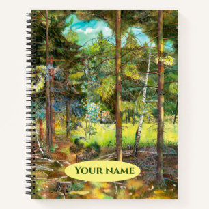Carnet Peinture de la forêt de pin aquarelle