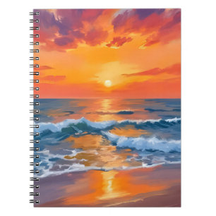 Carnet Peinture de plage océanique au coucher du soleil d