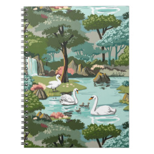 Carnet Peinture de style rétro du lac Swan par nombre