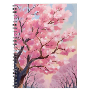 Carnet Peinture florale rose des arbres en fleurs de ceri