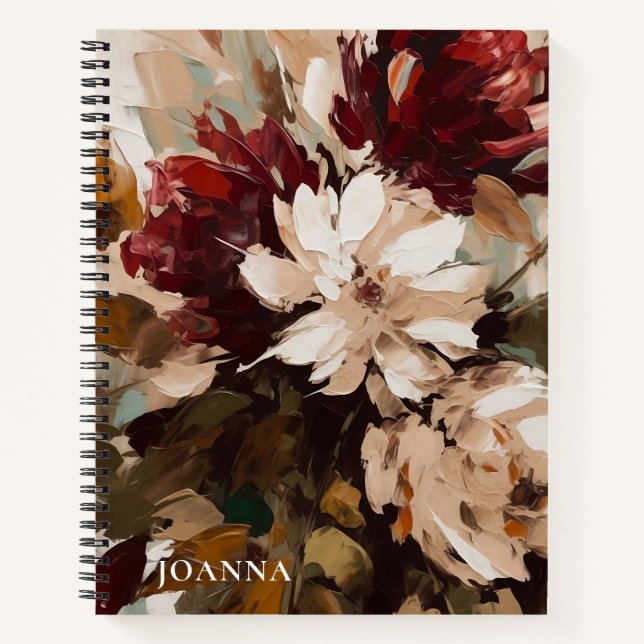 Carnet Peinture florale rose rouge rouge féminin moderne (Devant)