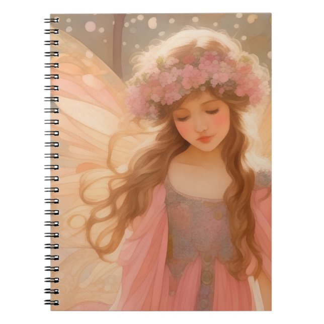 Carnet Peinture Imaginaire Fée Rose Cute (Devant)