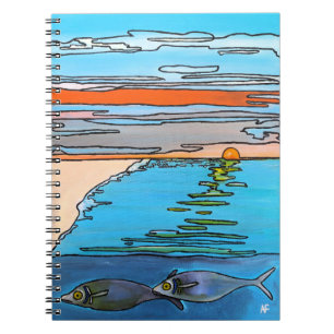 Carnet Peinture Lever de soleil sur l'océan 8 bits par Al