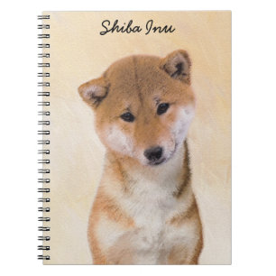 Carnet Peinture (rouge) de Shiba Inu - art original de