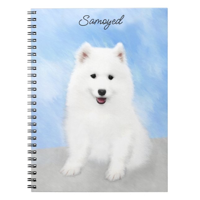 Carnet Peinture Samoyed Puppy - Jolie Art Original Chien (Devant)