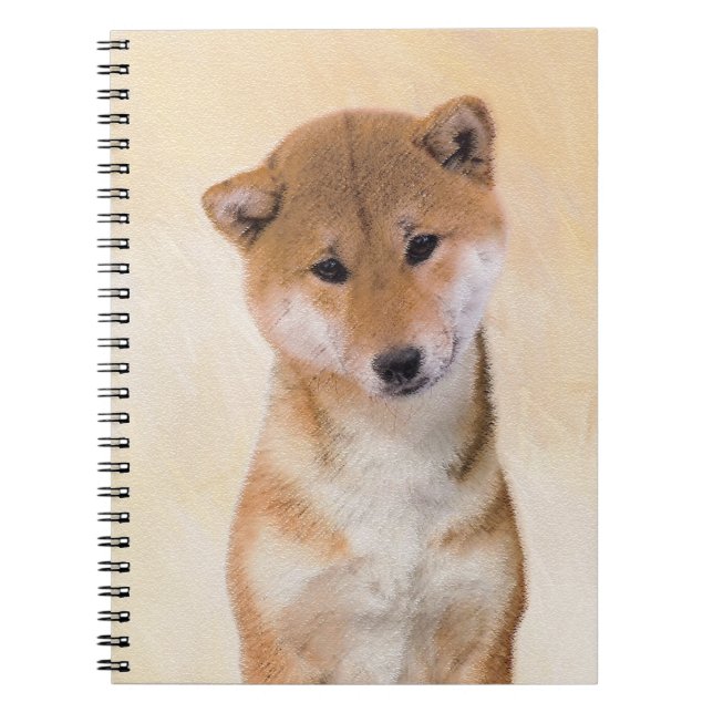 Carnet Peinture Shiba Inu (Rouge) - Art Chien original (Devant)