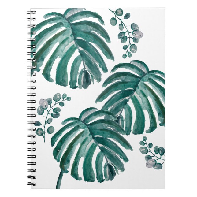 Carnet Peinture tropicale à feuilles vertes botaniques (Devant)