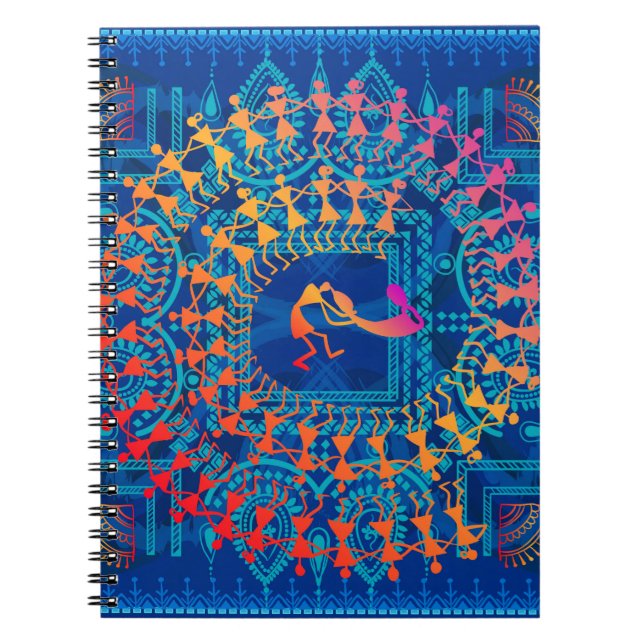 Carnet Peinture Warli - main dessinée traditionnelle l'An (Devant)