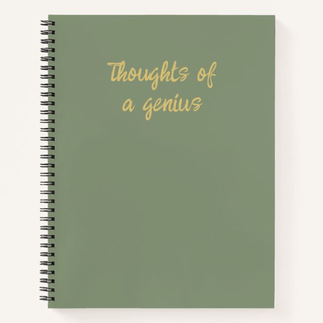 Carnet Pensées amusantes d'un génie Sage Green Gold (Devant)
