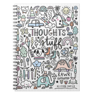 Carnet Pensées et trucs Petits Doodles mignons
