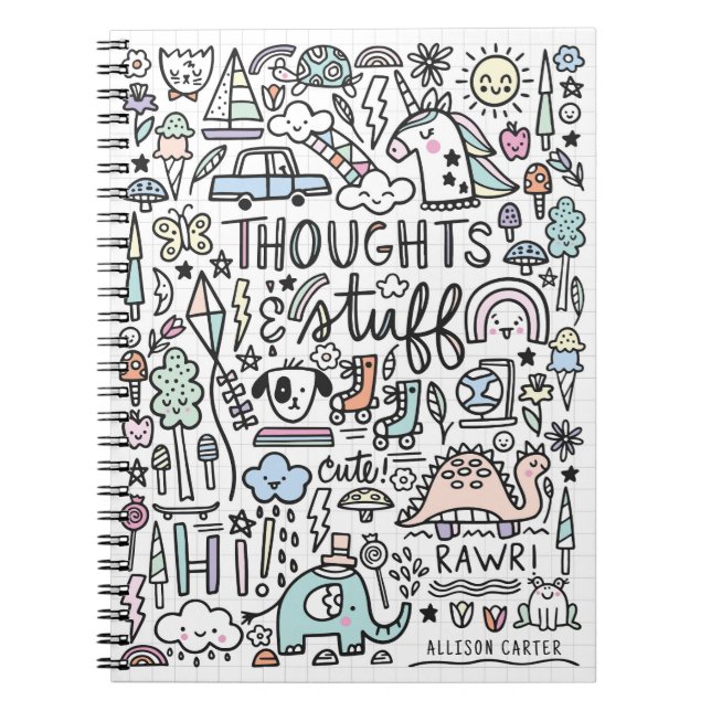 Carnet Pensées et trucs Petits Doodles mignons (Devant)