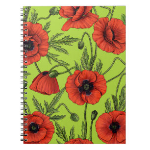 Carnet Pépites, rouge et vert sur le vert citron