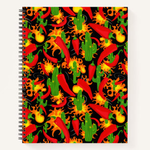 Carnet Peppers chili, Cactus et Flames Impression graphiq