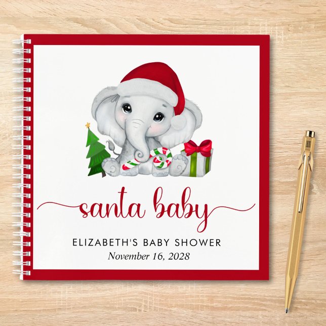 Carnet Père Noël Elephant Christmas Baby Boy Shower Invit (Créateur téléchargé)