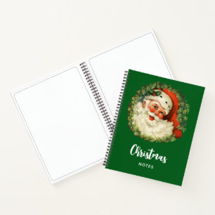Carnet Père Noël vintage avec couronne de pin