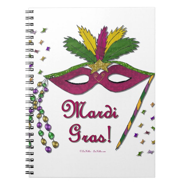Carnet Perles de plumes Mardi Gras (Devant)