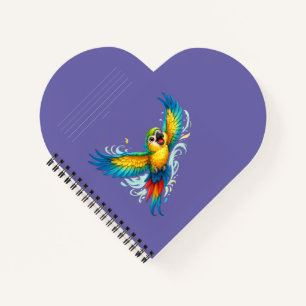 Carnet Perroquet Coloré Heureux en Vol Design d'Oiseau Ka