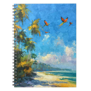 Carnet Perroquets Flying Tropical Ocean Sky Art