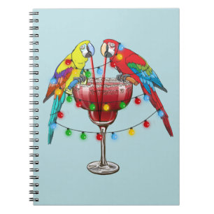Carnet Perroquets Macaw colorés Boire du vin rouge
