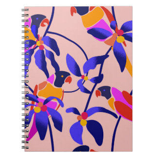 Carnet Perroquets Vintages roses : Illustration Exotique 
