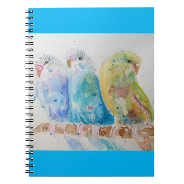 Carnet Perruche peinture aquarelle oiseau perruches aigue (Devant)