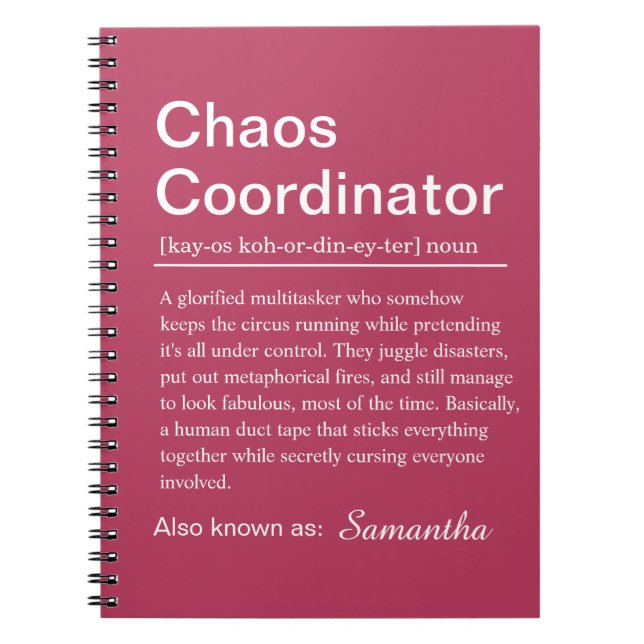 Carnet Personalised Chaos Coordinator Definition (Devant)