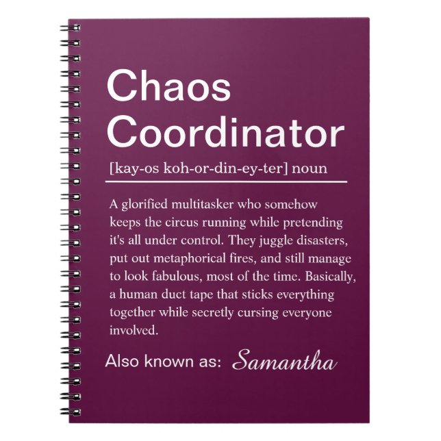 Carnet Personalised Chaos Coordinator Definition (Devant)
