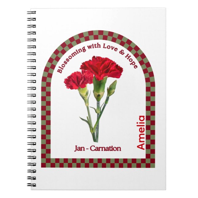 Carnet Personalised January Birth Month Flower Notebook (Devant)