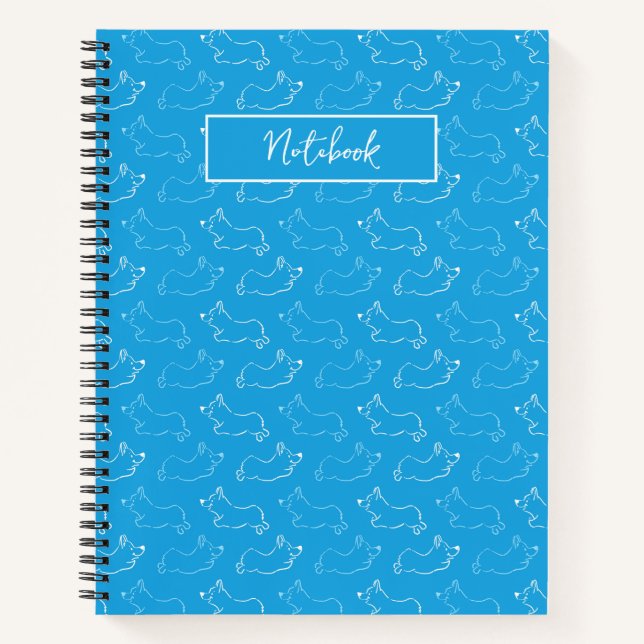 Carnet Personalize Corgi Hand-Drawn Doodle Teal (Devant)