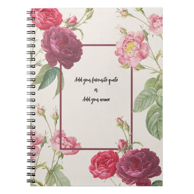 Carnet PERSONALIZE Vintage Rose Flower Notebook (Devant)