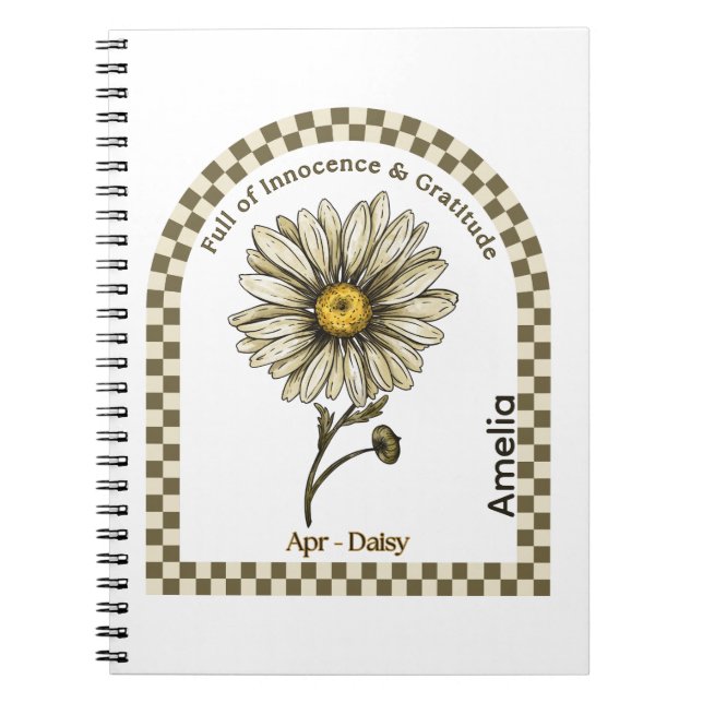 Carnet Personalized April Birth Month Flower Notebook (Devant)