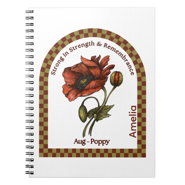 Carnet Personalized August Birth Month Flower Notebook (Devant)