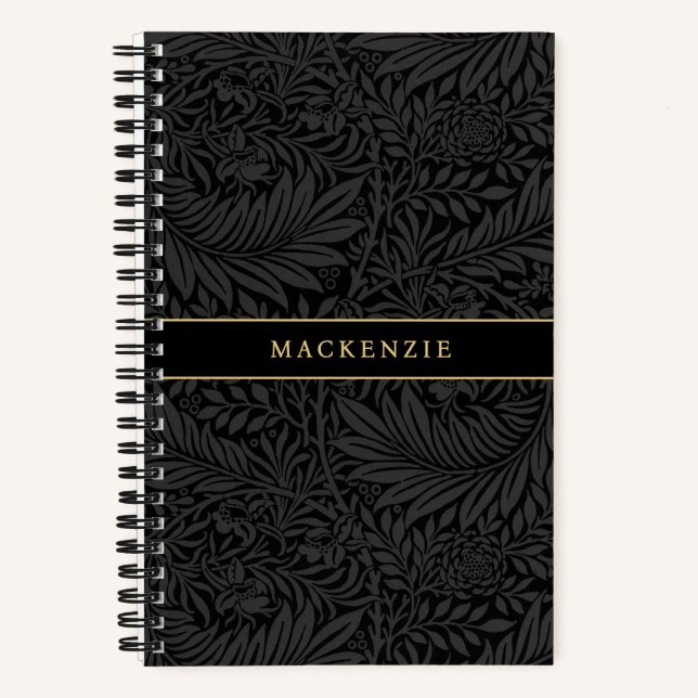 Carnet Personalized Black Floral Pattern (Recto)