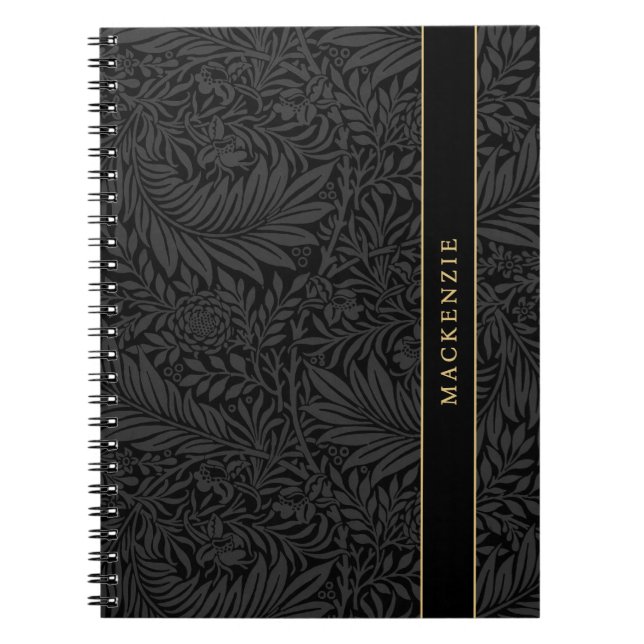 Carnet Personalized Black Floral Pattern (Devant)