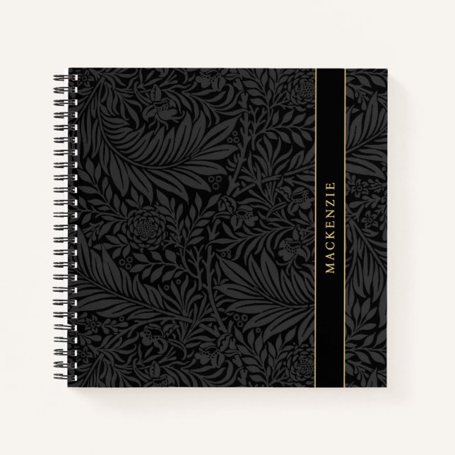 Carnet Personalized Black Floral Pattern (Devant)