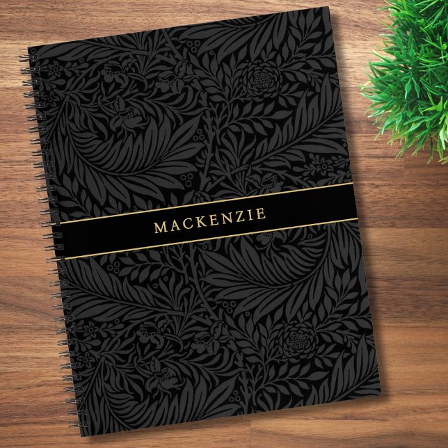 Carnet Personalized Black Floral Pattern (Créateur téléchargé)