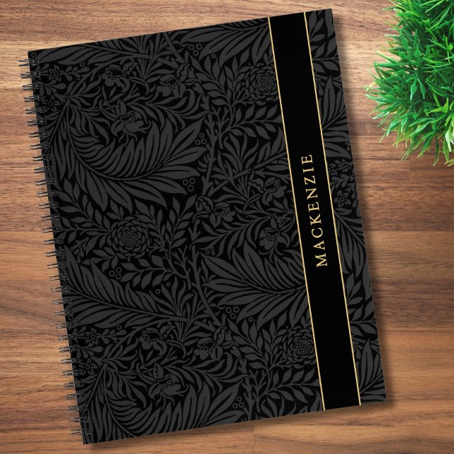 Carnet Personalized Black Floral Pattern (Créateur téléchargé)