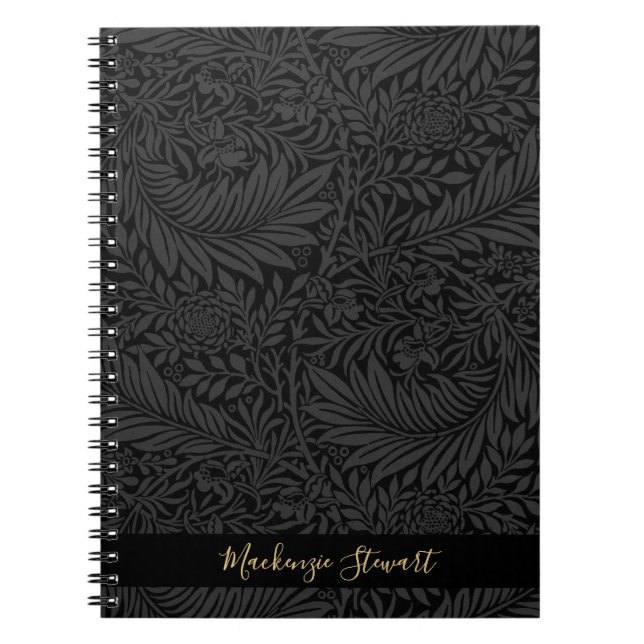 Carnet Personalized Black Floral Pattern (Devant)