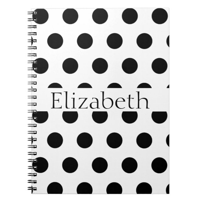 Carnet Personalized Blue & White Polka Dots Pattern (Devant)