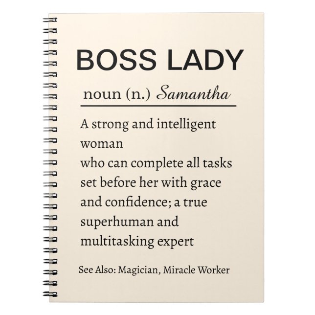 Carnet Personalized Boss Lady Definition Notebook Funny (Devant)