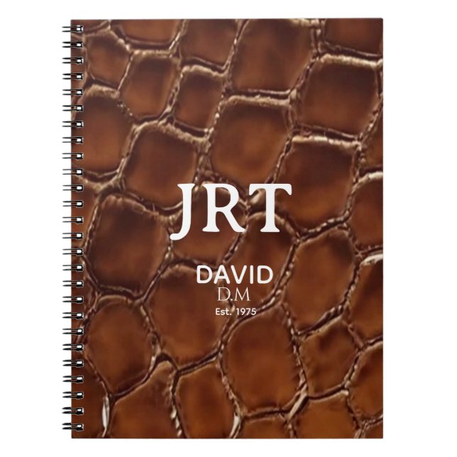 Carnet Personalized Brown Crocodile Leather Monogram (Devant)
