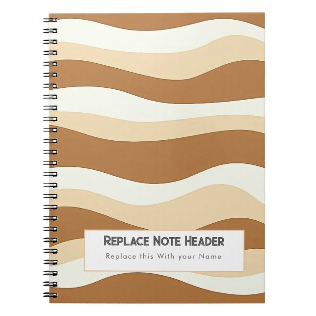 Carnet Personalized Brown Wave Patterned  (Devant)