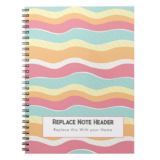 Carnet Personalized Colorful Wave Patterned  (Devant)