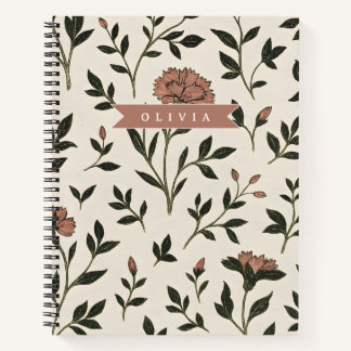 Carnet Personalized Custom Elegant Neutral Vintage Floral