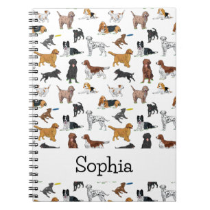 Carnet Personalized Cute Dogs Illustrations Pattern 